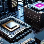 Két processzor látható egy alaplapon, az egyik hagyományos, a másik modern dizájnú.