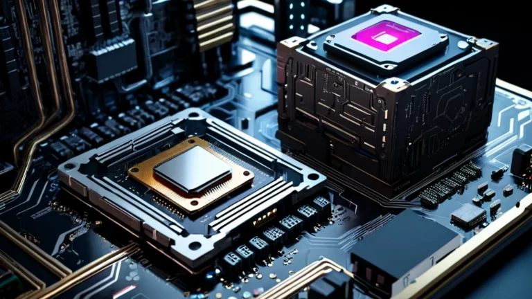 Két processzor látható egy alaplapon, az egyik hagyományos, a másik modern dizájnú.