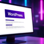 Számítógép képernyőjén a WordPress felület látható, modern dizájnnal.