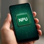 NPU chip displayed on a smartphone, representing advanced computing.