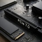 PCie 7.0 interfész a számítógépes alaplapon, új teljesítménnyel.