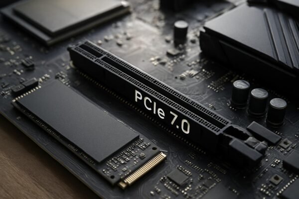 PCie 7.0 interfész a számítógépes alaplapon, új teljesítménnyel.
