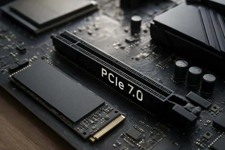 PCIe 7.0 interfész: Brutális sávszélesség az új generációs SSD-k és grafikus kártyák számára.