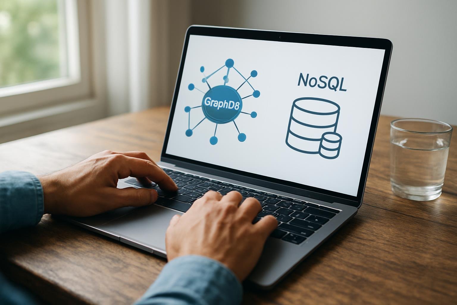 Laptop displaying GraphDB and NoSQL concepts.