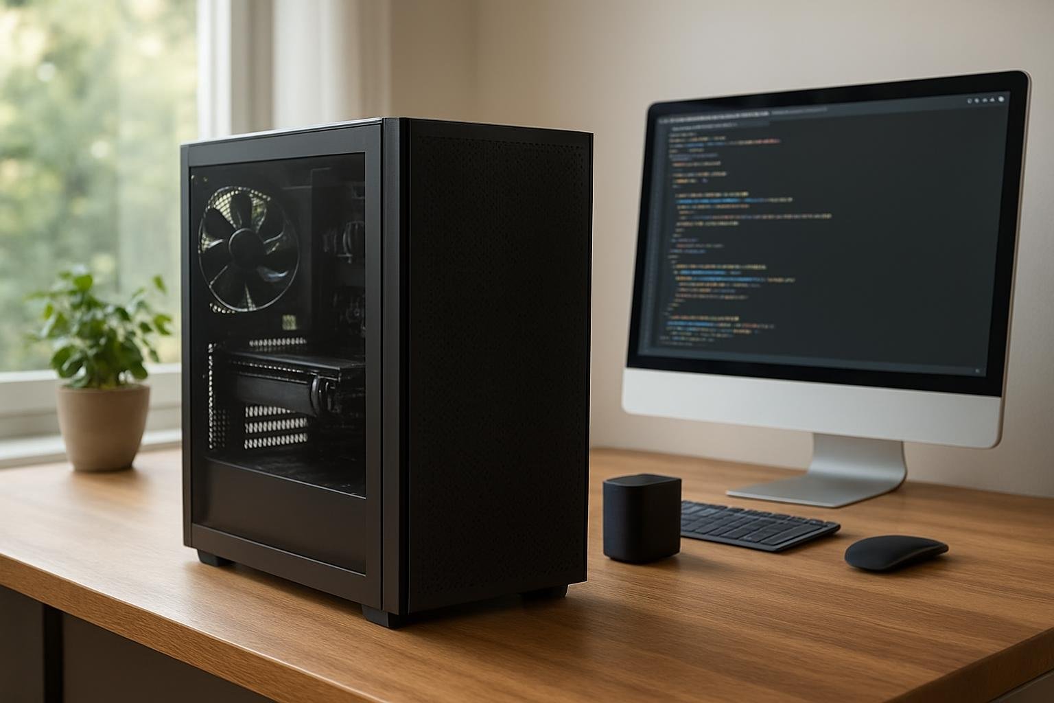 Modern személyi AI-szerver otthoni használatra.