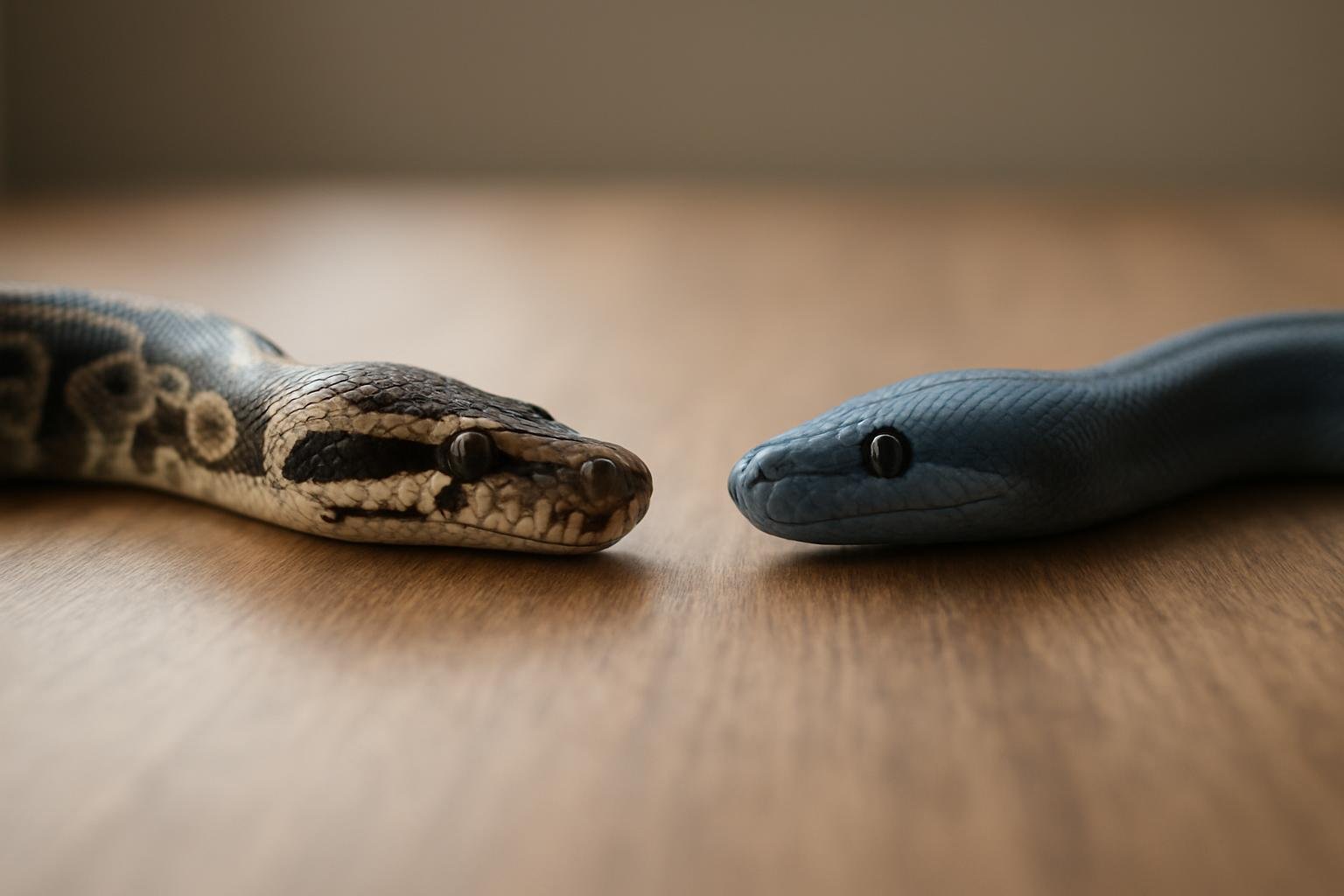 Két kígyó, a Python és a Mojo programozási nyelvek jelképei