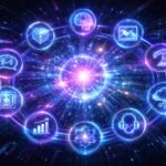 A 2026 legjobb mesterséges intelligencia eszközeinek vizuális áttekintése grafikákkal, ikonokkal és felhasználói interfészekkel