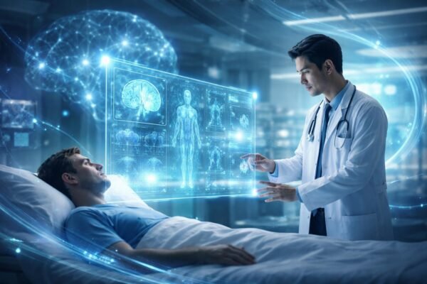 Orvosi környezetben AI-alapú diagnosztikai eszközök, orvosok döntéstámogatását és adaptív ellátást elősegítve.