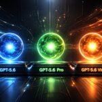 Három modellből álló GPT-5.6 családot vizuálisan ábrázoló kép a hatékonyságra fókuszálva.